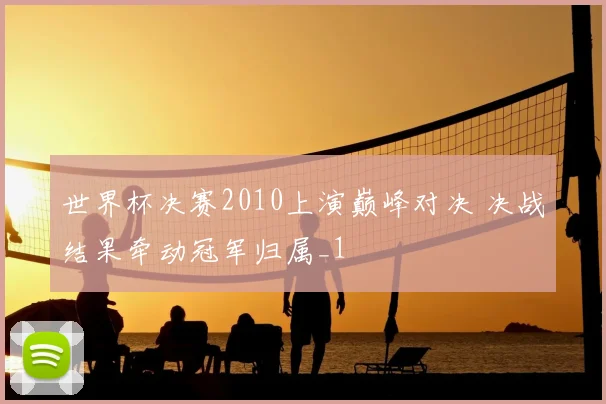 世界杯决赛2010上演巅峰对决 决战结果牵动冠军归属_1